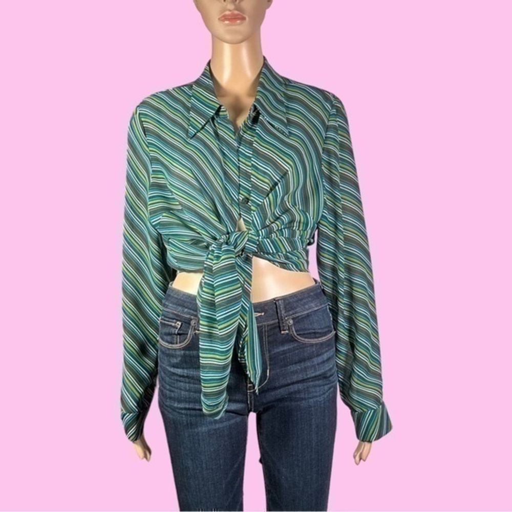 Venezia Jeans Clothing Co Funky Striped Button Up Shirt Size 14/16 - "Glenda"